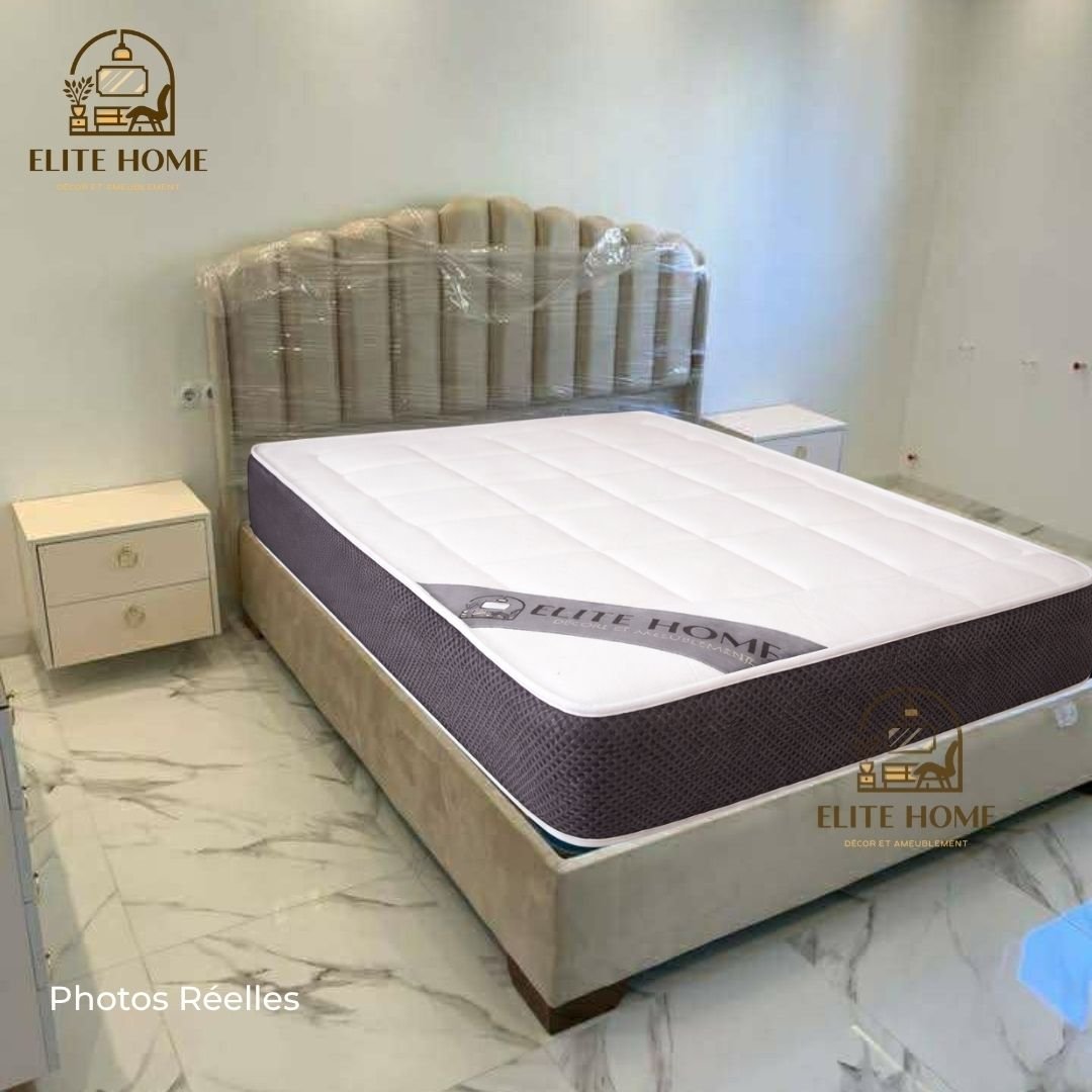 Lit Capitonné + Matelas (Pack Complet)
